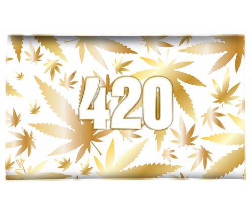 V-Syndicate Γυάλινος Rolling Tray Δίσκος - 420 Gold - Mini (16x12cm) - Τιμή: 10,50€