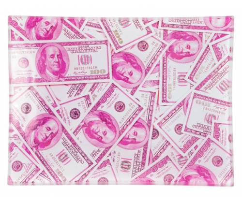 V-Syndicate Γυάλινος Rolling Tray Δίσκος - Dollars  - Mini (16x12cm) - Τιμή: 10,50€