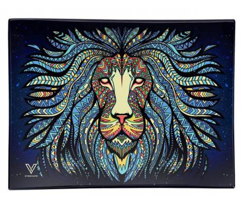 V-Syndicate Glass Rolling Tray Tray - Tribal Lion - Mini (16x12cm) - Price: €10.50