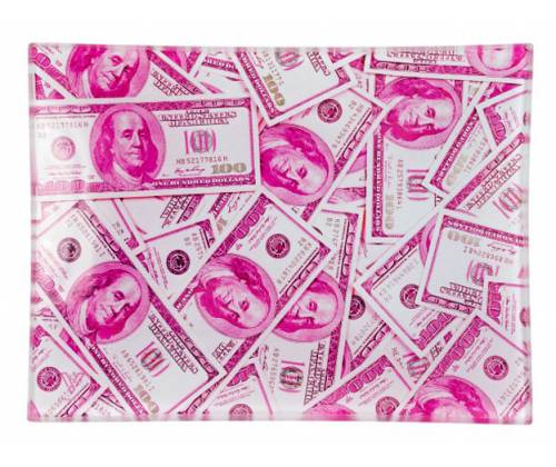 V-Syndicate Γυάλινος Rolling Tray Δίσκος - Dollars - Small (26x16cm) - Τιμή: 12,50€