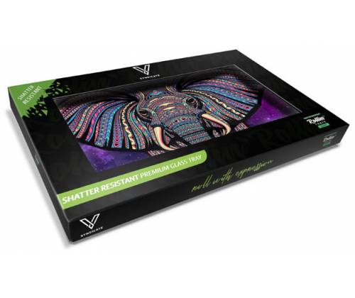 V-Syndicate Γυάλινος Rolling Tray Δίσκος - Elephant - Small (26x16cm) - Τιμή: 14,50€