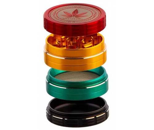 Amsterdam Grace Glass Grinder Rasta 50mm Aluminum - 4 Parts -  Price: 13,50€