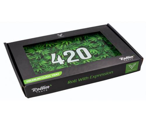 V-Syndicate Γυάλινος Rolling Tray Δίσκος - 420 Leaf - Small (26x16cm) - Τιμή: 24,50€