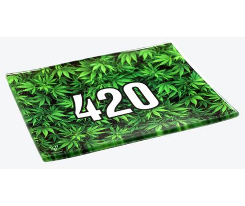 V-Syndicate Γυάλινος Rolling Tray Δίσκος - 420 Green - Mini (16x12cm) - Τιμή: 12,50€