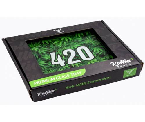 V-Syndicate Γυάλινος Rolling Tray Δίσκος - 420 Green - Mini (16x12cm) - Τιμή: 12,50€