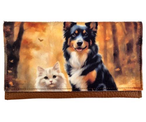 3cats Tobacco Case Handmade Faux Leather - Dog & Cat Design -  Price: 15,50€
