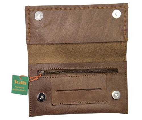 Tobacco Case 3cats Handmade Genuine Leather Brown Light - Keychain Gift - Price: 19,00€