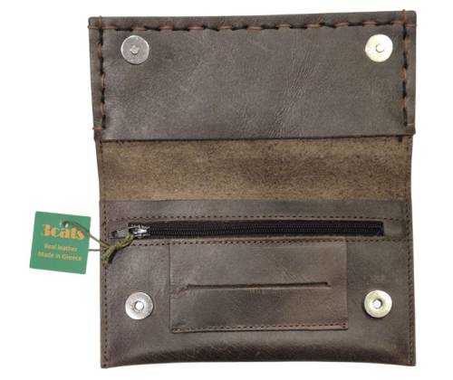 Tobacco Case 3cats Handmade Genuine Leather Brown Dark - Keychain Gift - Price: 19,00€