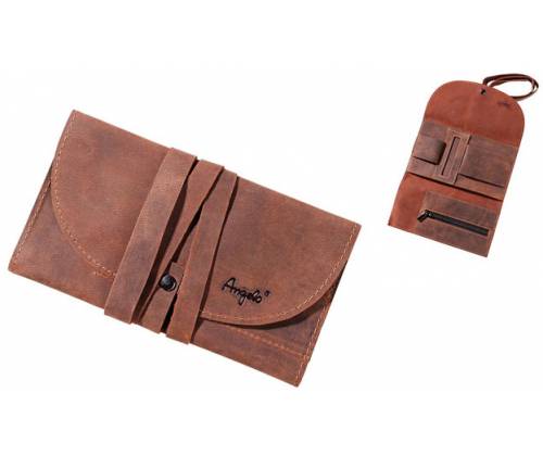 Angelo Genuine Leather Tobacco Case - Large Suede Brown with Cord -  Price: 17,90€