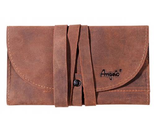 Angelo Genuine Leather Tobacco Case - Large Suede Brown with Cord -  Price: 17,90€
