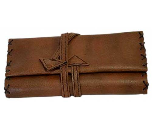 Leon Leather Tobacco Pouch - Large with Cord, Tan -  Price: 13,50€