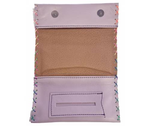 Leon Genuine Leather Handmade Tobacco Case - with Purple Stitching (200210) -  Price: 16,50€