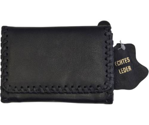 Pappous Tobacco Case Genuine Leather Envelope with Leather Stitching - Black Small (44423-010) - Price: 16,50€