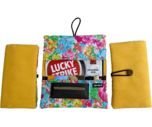 Simona Χειροποίητη Καπνοθήκη Τεχνόδερμα - Κίτρινο diagonal - Τιμή: 11,00€