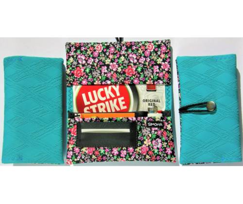 Simona Χειροποίητη Καπνοθήκη Τεχνόδερμα - Γαλάζιο diagonal - Τιμή: 11,00€