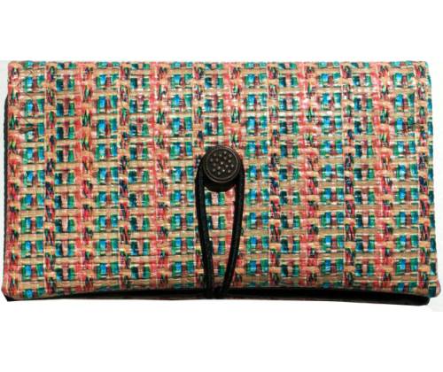 Simona Χειροποίητη Καπνοθήκη Τεχνόδερμα - Ψάθα Μπεζ Πράσινο - Τιμή: 11,00€