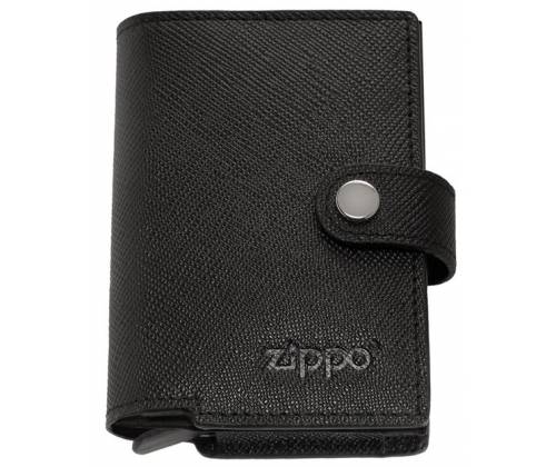 Zippo Καρτοθήκη Δερμάτινη Saffiano Flip με Μηχανισμό Slide για Κάρτες - Μαύρο (2007074) - Τιμή: 38,00€