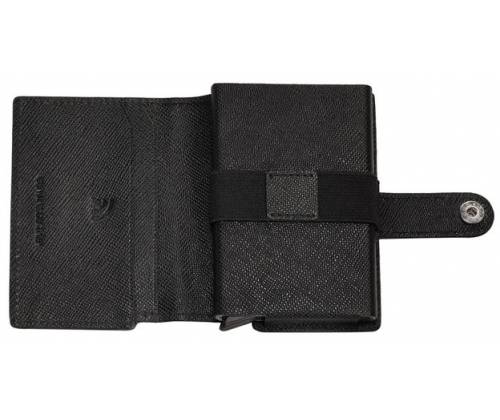 Zippo Καρτοθήκη Δερμάτινη Saffiano Flip με Μηχανισμό Slide για Κάρτες - Μαύρο (2007074) - Τιμή: 38,00€