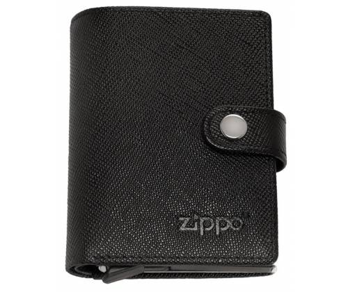 Zippo Πορτοφόλι Ανδρικό Δερμάτινο Saffiano Flip One με Μηχανισμό Slide για Κάρτες - Μαύρο (2007083) - Τιμή: 39,90€