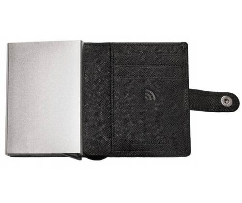 Zippo Πορτοφόλι Ανδρικό Δερμάτινο Saffiano Flip One με Μηχανισμό Slide για Κάρτες - Μαύρο (2007083) - Τιμή: 39,90€