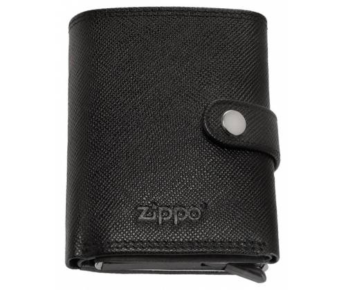 Zippo Πορτοφόλι Ανδρικό Δερμάτινο Saffiano Flip Tri με Μηχανισμό Slide για Κάρτες - Μαύρο (2007084) - Τιμή: 39,90€