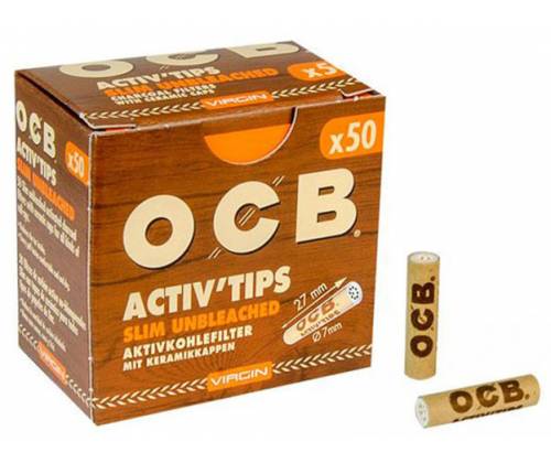 Φίλτρο OCB Slim Unbleached 50 Ενεργού Ανθρακα 7mm - Τιμή: 7,20€
