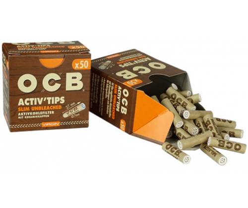 Φίλτρο OCB Slim Unbleached 50 Ενεργού Ανθρακα 7mm - Τιμή: 7,20€