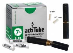 GG Acrylic Cigarette Pipe for Filter ActiTube 7mm - Extra Slim 5.7mm - Slim 6mm - Black