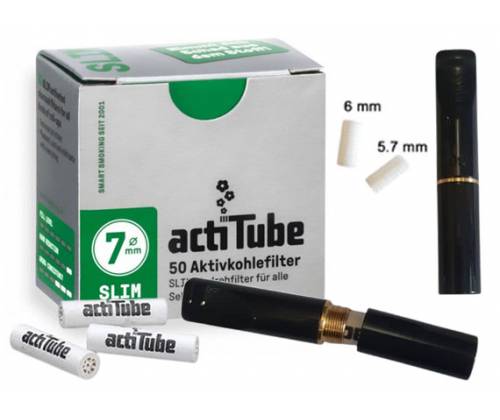 GG Acrylic Cigarette Pipe for Filter ActiTube 7mm - Extra Slim 5.7mm - Slim 6mm - Black -  Price: 15,50€