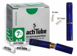 GG Acrylic Cigarette Pipe for Filter ActiTube 7mm - Extra Slim 5.7mm - Slim 6mm - Blue