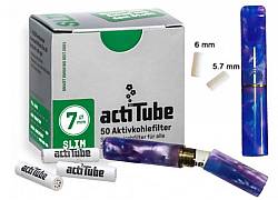 GG Acrylic Cigarette Pipe for Filter ActiTube 7mm - Extra Slim 5.7mm - Slim 6mm - Blue Purple