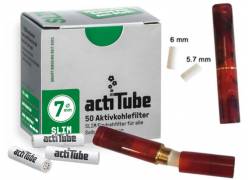 GG Acrylic Cigarette Pipe for Filter ActiTube 7mm - Extra Slim 5.7mm - Slim 6mm - Brown