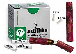 GG Acrylic Cigarette Pipe for Filter ActiTube 7mm - Extra Slim 5.7mm - Slim 6mm - Dark Pink