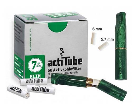 GG Acrylic Cigarette Pipe for Filter ActiTube 7mm - Extra Slim 5.7mm - Slim 6mm - Green -  Price: 15,50€