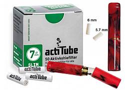 GG Acrylic Cigarette Pipe for Filter ActiTube 7mm - Extra Slim 5.7mm - Slim 6mm - Red Black