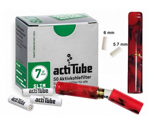 GG Acrylic Cigarette Pipe for Filter ActiTube 7mm - Extra Slim 5.7mm - Slim 6mm - Red Black -  Price: 15,50€