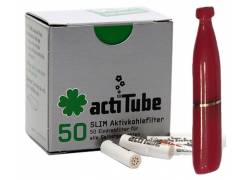 Pipex Acrylic Cigarette Pipe for Replacement Filter ActiTube 7mm - Extra Slim 5.7mm - Red Matt