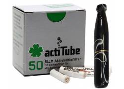 Pipex Acrylic Cigarette Pipe for Replacement Filter ActiTube 7mm - Extra Slim 5.7mm - Black with Water