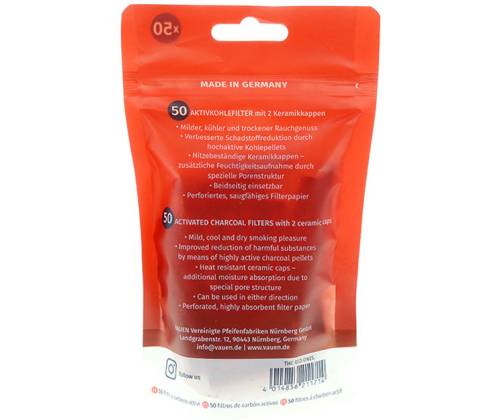 Vauen Φίλτρα πίπας Bag Red - 9mm 50τεμ. - Τιμή: 6,90€
