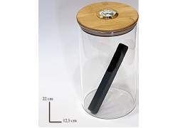 Υγραντήρας 20 Πούρων Γυάλινο Βάζο με Υγρασιόμετρο (0531) - 22x12.5cm