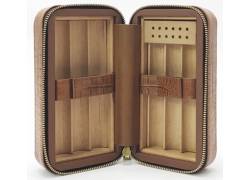 Leather Cigar Case for 6 Cigars Brown - 20.5x11x8cm (4051)