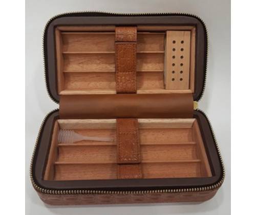 Δερμάτινη Πουροθήκη για 6 Πούρα Καφέ - 20.5x11x8cm (4051) - Τιμή: 49,50€