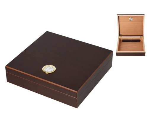 Angelo Ξύλινη Βιτρίνα - Υγραντήρας Πούρων με Υγρασιόμετρο για 20 Πούρα Καφέ - 23x22x6cm (920067) - Τιμή: 33,00€