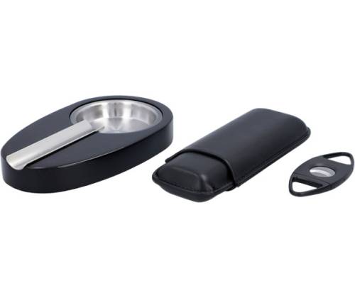 Σετ Ξύλινος Υγραντήρας Πούρων Sikarlan με Υγρασιόμετρο, Σταχτοδοχείο και Πουροθήκη Καφέ για 30 Πούρα - Ξύλο Κέδρου 26x22x11cm - Τιμή: 114,00€