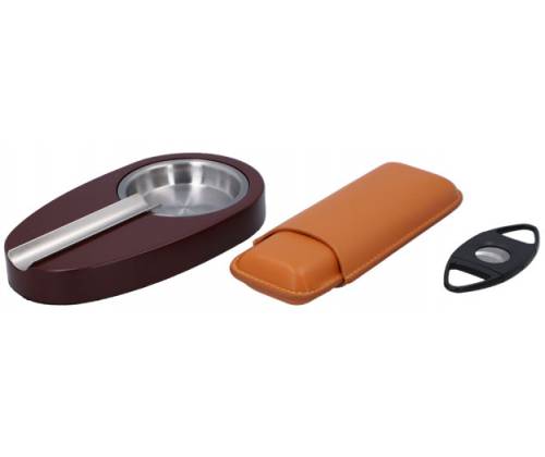 Σετ Ξύλινος Υγραντήρας Πούρων Sikarlan με Υγρασιόμετρο, Σταχτοδοχείο και Πουροθήκη Καφέ για 30 Πούρα - Ξύλο Κέδρου 26x22x11cm - Τιμή: 114,00€