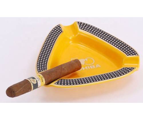 Σταχτοδοχείο Κεραμικό Cohiba 2 θέσεων για Πούρα Κίτρινο - ASH-111 - Τιμή: 25,50€