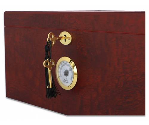 Sikarlan Ξύλινη Βιτρίνα - Υγραντήρας Πούρων με Υγρασιόμετρο για 80 πούρα Καφέ - Ξύλο Κέδρου 24x34x16cm - Τιμή: 129,00€