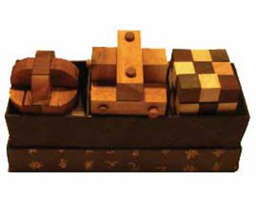 Wooden Construction Puzzle Case of 3 Puzzles (Gift Box) - Price: 20,00€