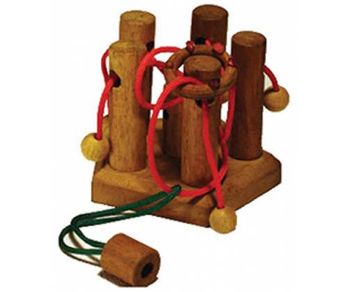 Ξύλινος Γρίφος Με Σχοινιά & Κόμπους Five Pillar - Τιμή: 12,00€