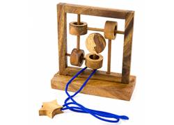 Ξύλινος Γρίφος Με Σχοινιά & Κόμπους Moon & Star